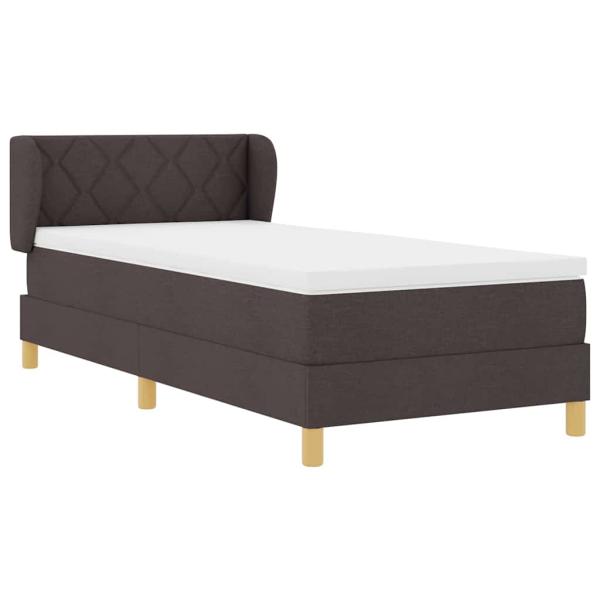 Boxspringbett mit Matratze Creme 90x200 cm Stoff Dunkelbraun