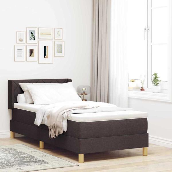 ARDEBO.de - Boxspringbett mit Matratze Dunkelbraun 90 x 190 cm Stoff