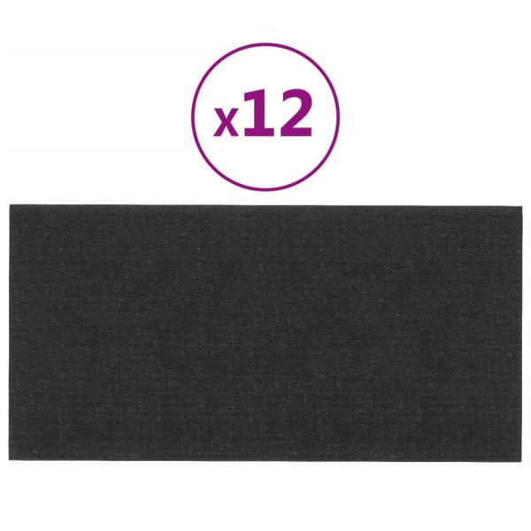 Wandpaneele 12 Stk. Schwarz 60x30 cm Stoff 2,16 m²