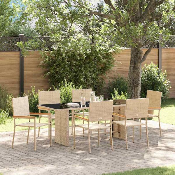 ARDEBO.de - Garten Essgruppe 7 pcs Beige 190 x 80 x 75 cm Poly-Rattan