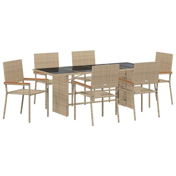Garten Essgruppe 7 pcs Beige 190 x 80 x 75 cm Poly-Rattan