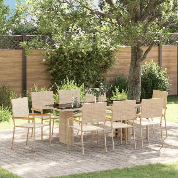ARDEBO.de - Garten Essgruppe 9 pcs Beige 190 x 80 x 75 cm Poly-Rattan