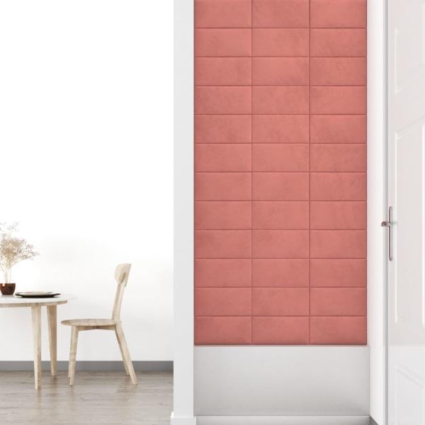 Wandpaneele 12 Stk. Rosa 30x15 cm Samt 0,54 m²
