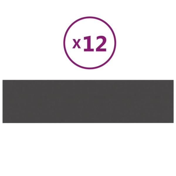 Wandpaneele 12 Stk. Dunkelgrau 60x15 cm Stoff 1,08 m²
