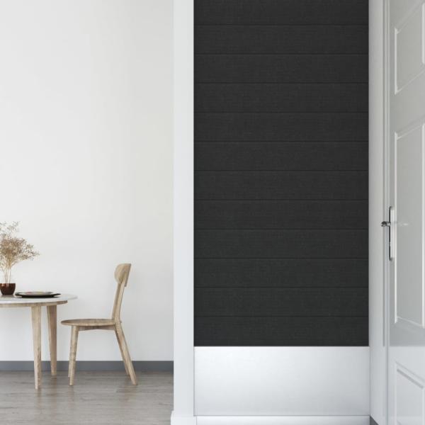 Wandpaneele 12 Stk. Schwarz 90x15 cm Stoff 1,62 m²