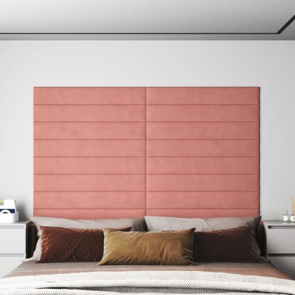 ARDEBO.de - Wandpaneele 12 Stk. Rosa 90x15 cm Samt 1,62 m²