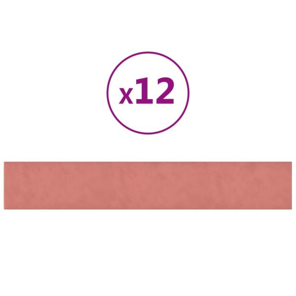 Wandpaneele 12 Stk. Rosa 90x15 cm Samt 1,62 m²