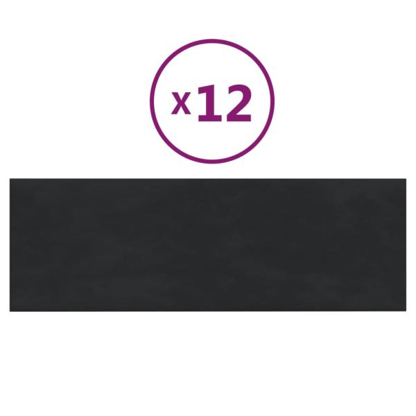Wandpaneele 12 Stk. Schwarz 90x30 cm Samt 3,24 m²