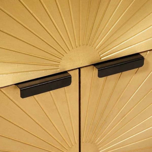 Nachttisch Schwarz und Gold 50 x 33 x 60 cm massives Mangoholz