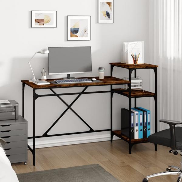 ARDEBO.de - Schreibtisch mit Regal Räuchereiche 135x50x90 cm Holzwerkstoff