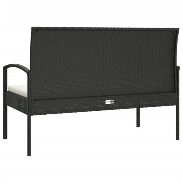 Gartenbank mit Kissen Schwarz 105 cm Poly Rattan