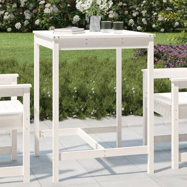 ARDEBO.de - Gartentisch Weiß 82,5x82,5x110 cm Massivholz Kiefer