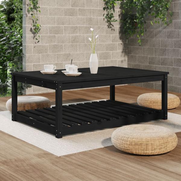 ARDEBO.de - Gartentisch Schwarz 121x82,5x45 cm Massivholz Kiefer