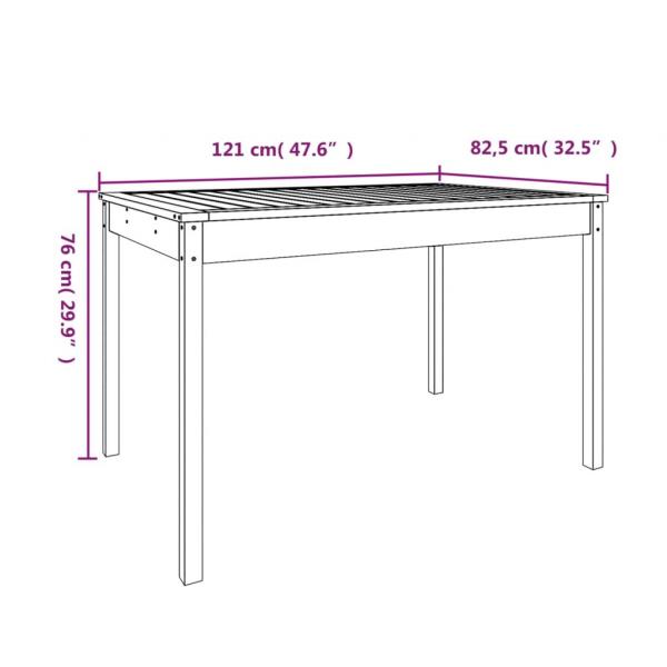 Gartentisch 121x82,5x76 cm Massivholz Kiefer