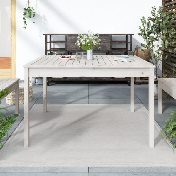 ARDEBO.de - Gartentisch Weiß 121x82,5x76 cm Massivholz Kiefer