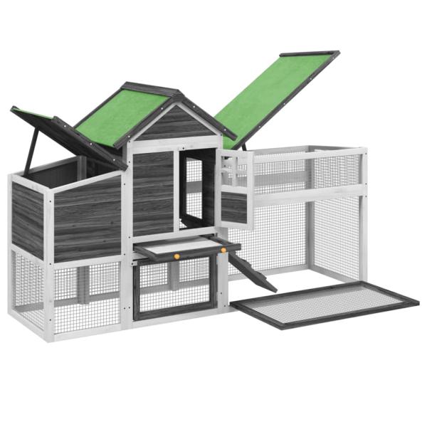 Hühnerstall Grau 186,5x58,5x113 cm Massivholz Kiefer