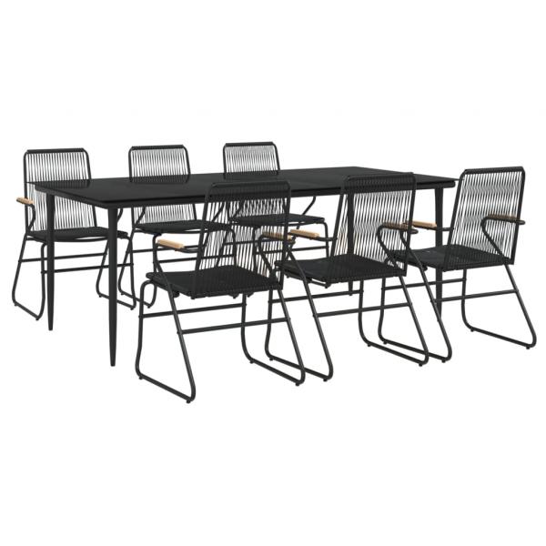 7-tlg. Garten-Essgruppe Schwarz PVC-Rattan