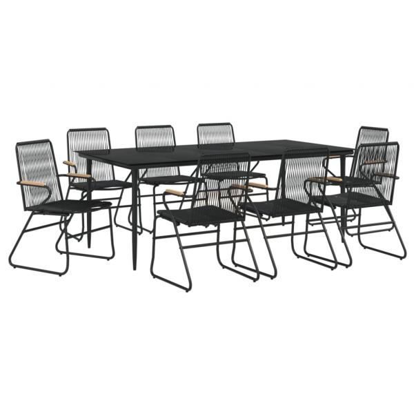 9-tlg. Garten-Essgruppe Schwarz PVC Rattan