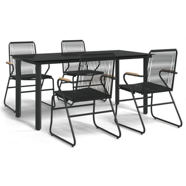 5-tlg. Garten-Essgruppe Schwarz PVC Rattan