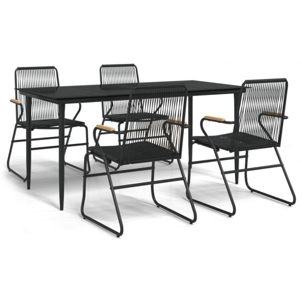 5-tlg. Garten-Essgruppe Schwarz PVC Rattan