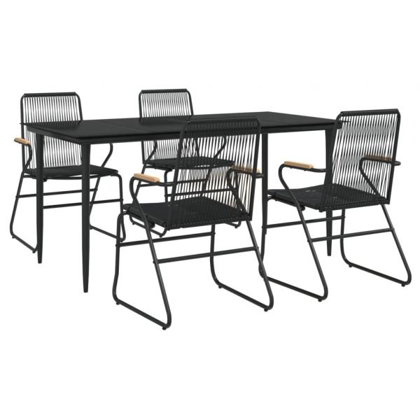 5-tlg. Garten-Essgruppe Schwarz PVC Rattan
