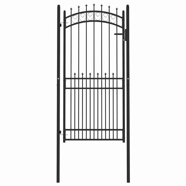 ARDEBO.de - Zauntor Schwarz 100 x 200 cm Pulverbeschichteter Stahl