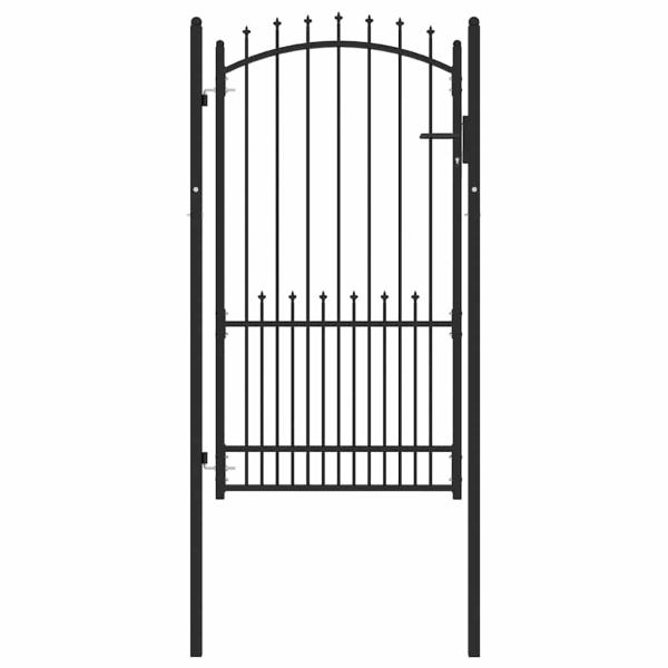 ARDEBO.de - Zauntor Schwarz 100 x 175 cm Pulverbeschichteter Stahl
