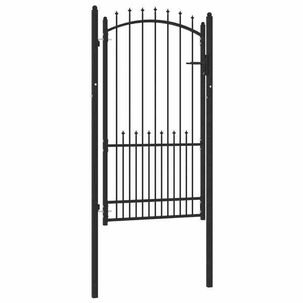 Zauntor Schwarz 100 x 175 cm Pulverbeschichteter Stahl
