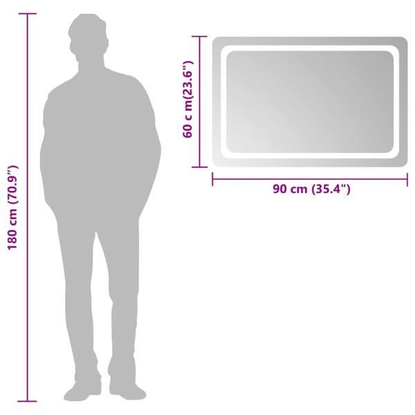 LED-Badspiegel 90x60 cm