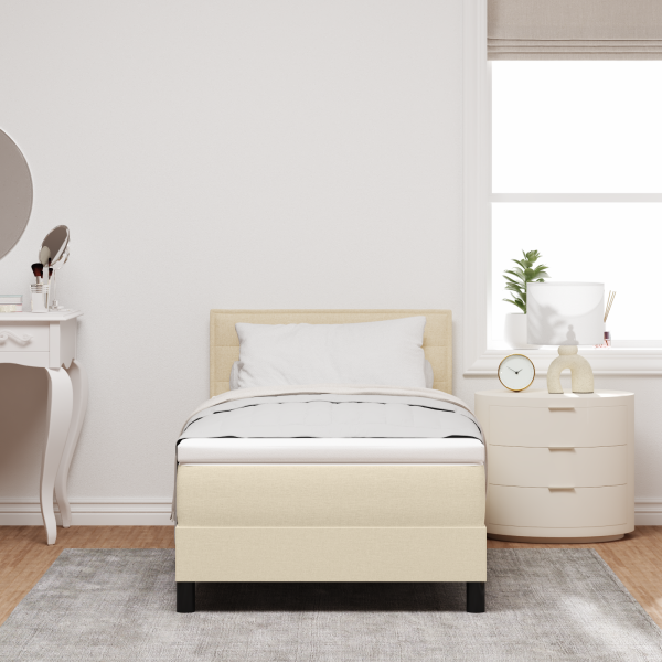 Boxspringbett mit Matratze mit Matratze Creme 80 x 200 cm Stoff