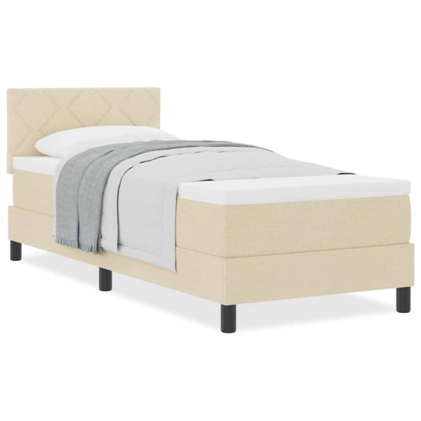 Boxspringbett mit Matratze mit Matratze Creme 80 x 200 cm Stoff