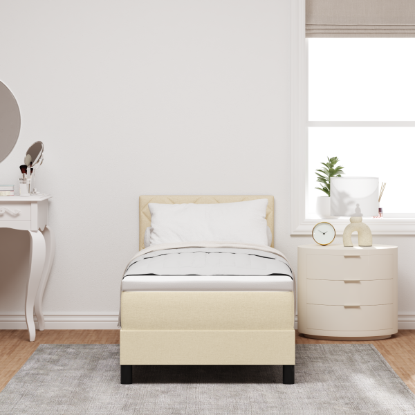Boxspringbett mit Matratze mit Matratze Creme 80 x 200 cm Stoff