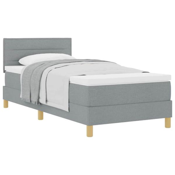Boxspringbett mit Matratze Hellgrau 90 x 190 cm Stoff