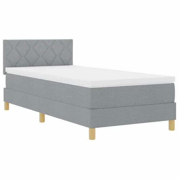 Boxspringbett mit Matratze Hellgrau 90 x 190 cm Stoff