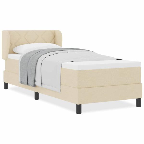 Boxspringbett mit Matratze mit Matratze Creme 80 x 200 cm Stoff