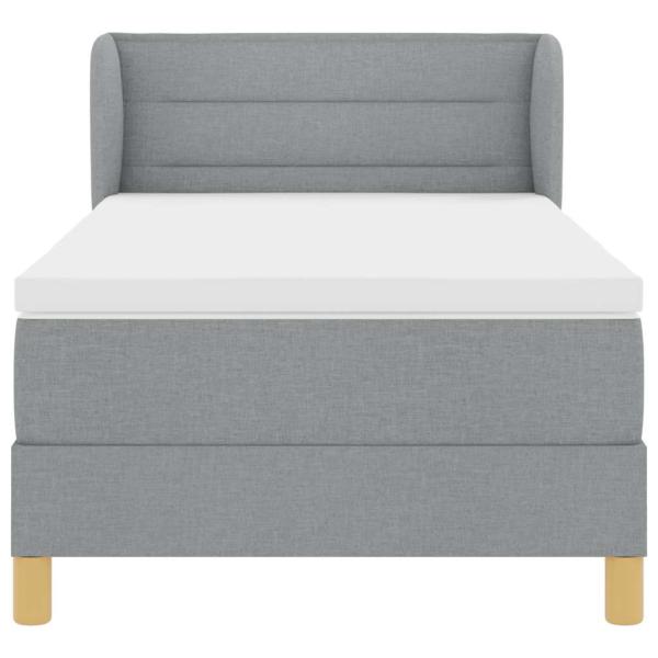 Boxspringbett mit Matratze Creme 90x200 cm Stoff Hellgrau