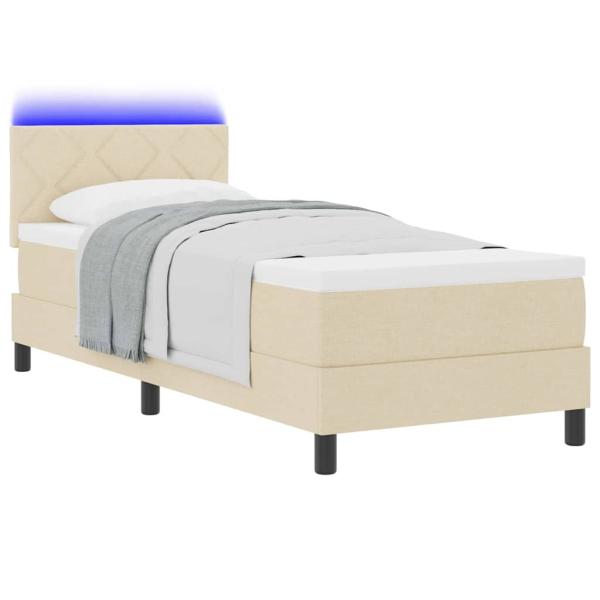Boxspringbett mit Matratze mit Kopfteil Creme 80 x 200 cm Stoff