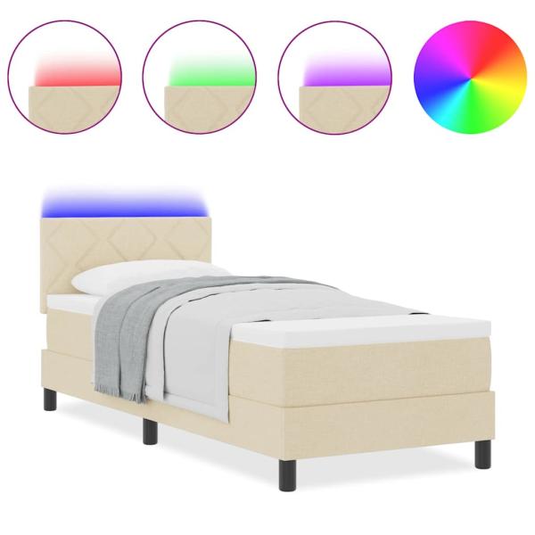 Boxspringbett mit Matratze mit Kopfteil Creme 80 x 200 cm Stoff