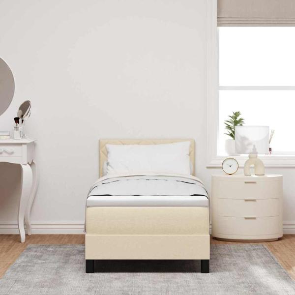 Boxspringbett mit Matratze mit Kopfteil Creme 80 x 200 cm Stoff
