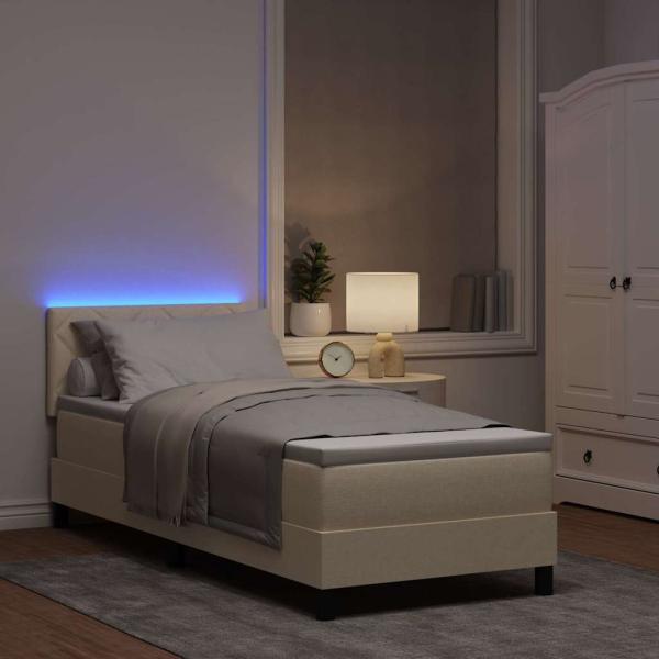 Boxspringbett mit Matratze mit Kopfteil Creme 80 x 200 cm Stoff