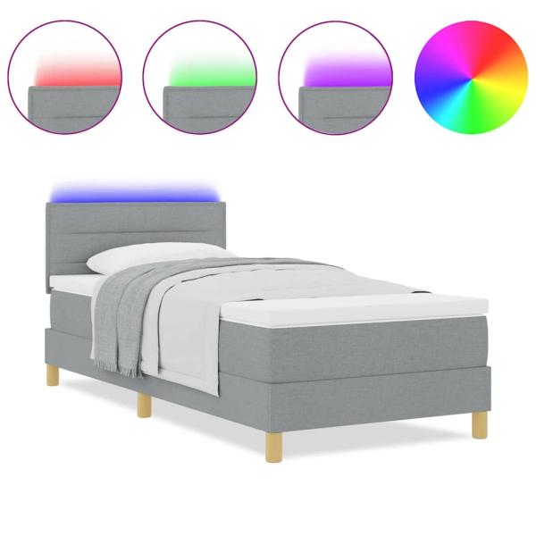 Boxspringbett mit Matratze Hellgrau 90 x 190 cm Stoff