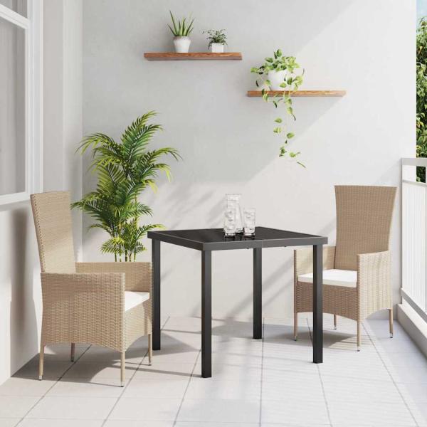 ARDEBO.de - Garten Essgruppe mit Kissen 3 pcs Beige Poly-Rattan