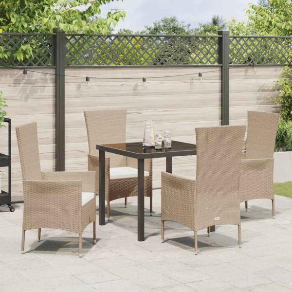 Garten Essgruppe mit Kissen 5 pcs Beige Poly-Rattan