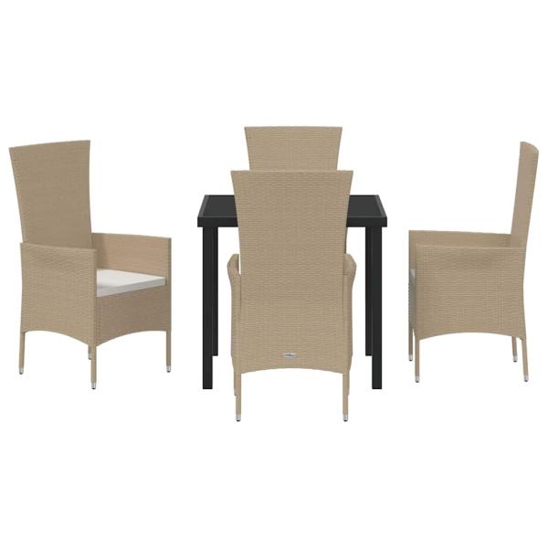 Garten Essgruppe mit Kissen 5 pcs Beige Poly-Rattan