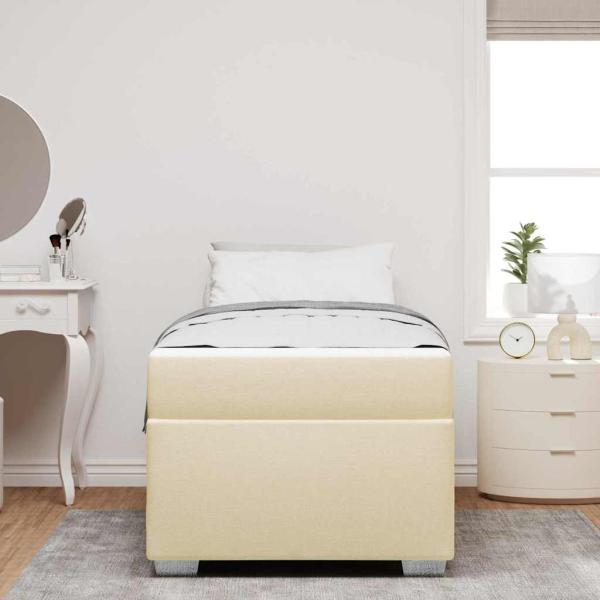 Bettgestell Creme 90 x 190 cm Stoff