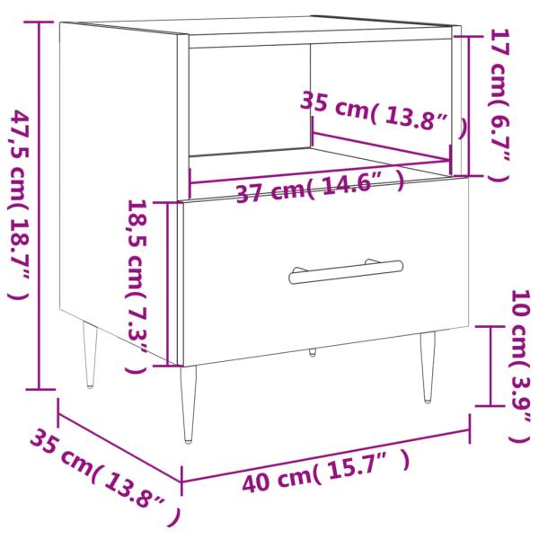 Nachttisch Grau Sonoma 40x35x47,5 cm Holzwerkstoff