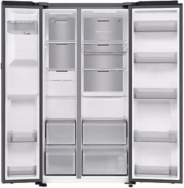 Samsung RS90F64EDTEF Stand Side-by-Side Kombination, 91,2 cm breit, 621 L, NoFrost+, Eis- und Wasserspender, Festwasseranschluss, Edelstahloptik