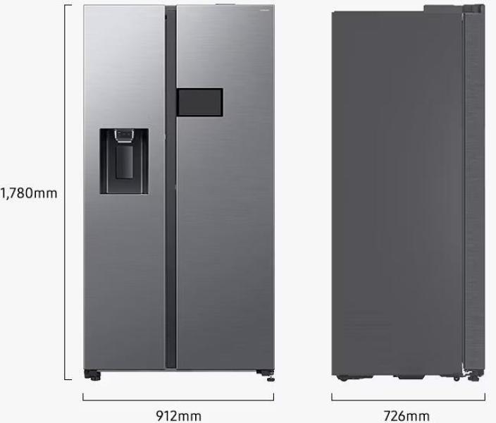 Samsung RS90F64EDTEF Stand Side-by-Side Kombination, 91,2 cm breit, 621 L, NoFrost+, Eis- und Wasserspender, Festwasseranschluss, Edelstahloptik