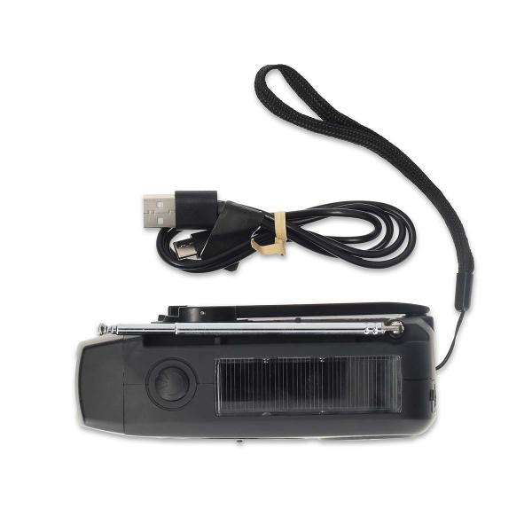 Notfallradio | Tisch Ausführumg | AM / FM | Powerbank Funktion | Akkubetrieben / Handkurbel / Stromversorgung über USB | Schwarz