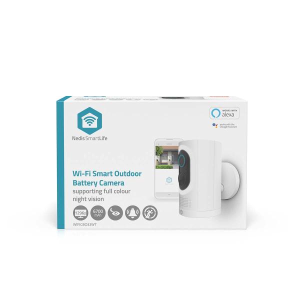 SmartLife Außenkamera | Wi-Fi | Spotlight | 3MP Full HD 1296p | IP65 | Max. Batterie-Lebensdauer: 6 Monate | Cloud Storage (optional) / microSD (not enthalten) | 5 V DC | mit Bewegungssensor | Nachtsicht | Weiss